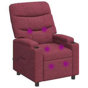 vidaXL Reclinerf&aring;t&ouml;lj med massage Vinr&ouml;d 75 x 93 x 102 cm Tyg