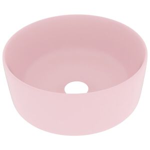 vidaXL Lyxigt runt handfat matt rosa 40x15 cm keramik