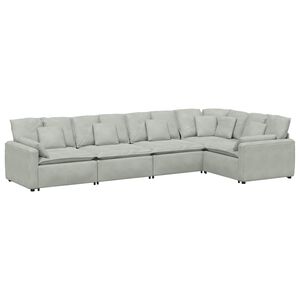 vidaXL Modulsoffa med dynor sammet ljusgr&aring;