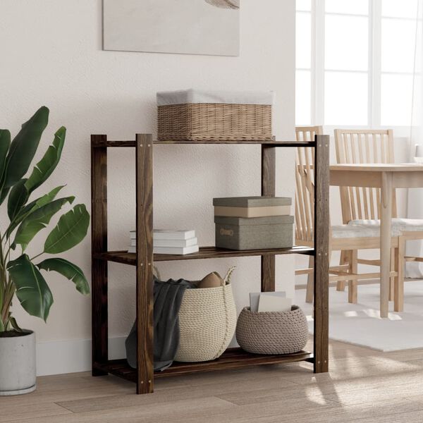 vidaXL Förvaringshylla 3 hyllplan svart 80x38x90 massiv furu