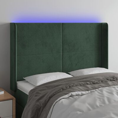 vidaXL Sänggavel LED grön 147x16x118/128 cm sammet
