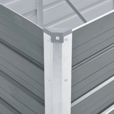 vidaXL Odlingslåda upphöjd galvaniserat stål 240x80x45 cm grå