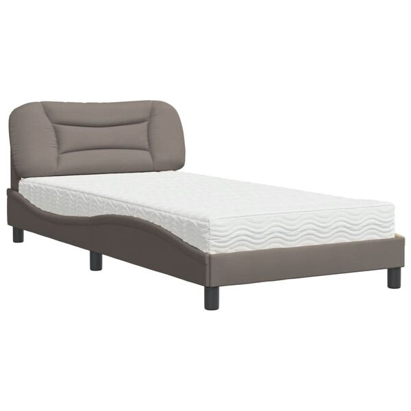 vidaXL Bed with Mattress "Hvar" Taupe 100x200 cm Fabric