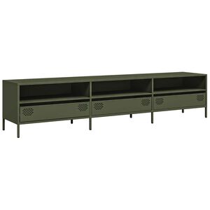 vidaXL Tv-b&auml;nk olivgr&ouml;n 202x39x43,5 cm kallvalsat st&aring;l