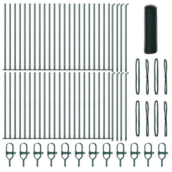 vidaXL Stängselstolpe Grön 100 x 0,4 m (13 mm nät) Stål och PVC