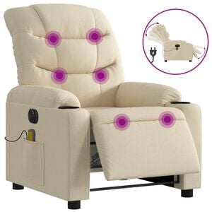 vidaXL Elektrisk massagef&aring;t&ouml;lj gr&auml;ddvit tyg