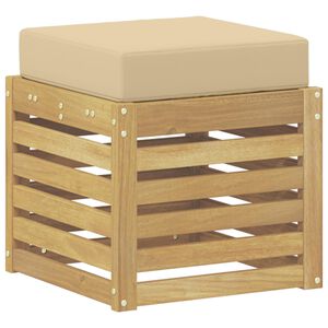 vidaXL Utomhuspall med kudde Vit 43 x 43 x 45 cm Massivt Akaciatr&auml;