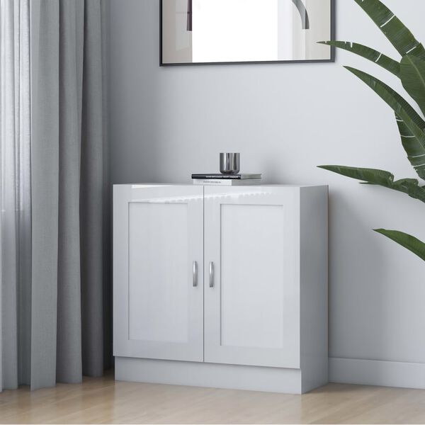 vidaXL Bokskåp vit högglans 82,5x30,5x80 cm konstruerat trä