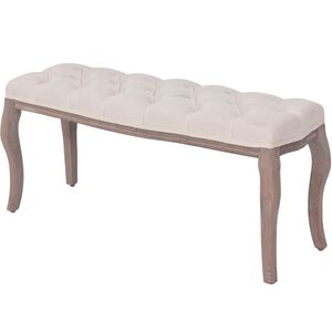 vidaXL B&auml;nk massivt tr&auml; och linnetyg 110x38x48 cm gr&auml;ddvit