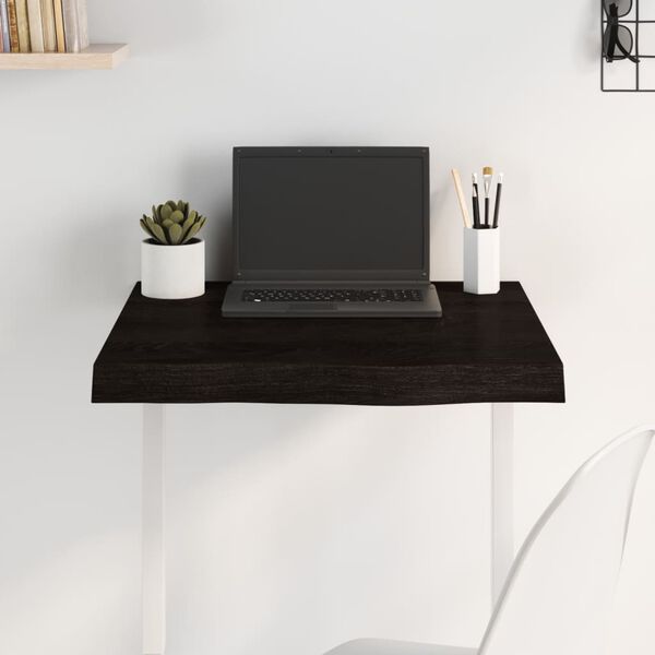 vidaXL Bordsskiva mörkbrun 60x60x(2-6) cm behandlad massiv ek