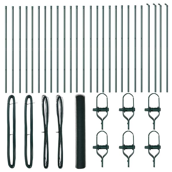 vidaXL Staket med stolpar Gr&ouml;n 1.2 x 50 m PVC-belagd st&aring;l