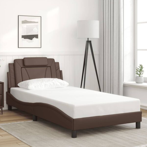 vidaXL Bed Frame "Viana" with LED without Mattress Brown 100x200 cm