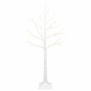 vidaXL Bj&ouml;rk-julgran Vit 22 x 22 x 120 cm Plast 174 LED-lampor