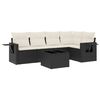 vidaXL Loungegrupp med dynor 6 delar svart konstrotting