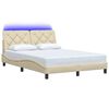 vidaXL Bed Frame with LED without Mattress Cream 140x190 cm Fabric