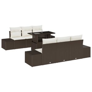 vidaXL Soffset med kudde 7 pcs Brun och Kr&auml;m konstrotting