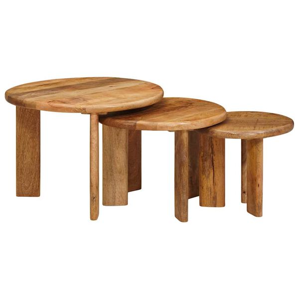 vidaXL Nesting Kaffe Bord 3 pcs Brun Massivt mangotr&auml;