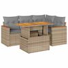 vidaXL Soffgrupp f&ouml;r tr&auml;dg&aring;rden med dynor 5 delar beige konstrotting