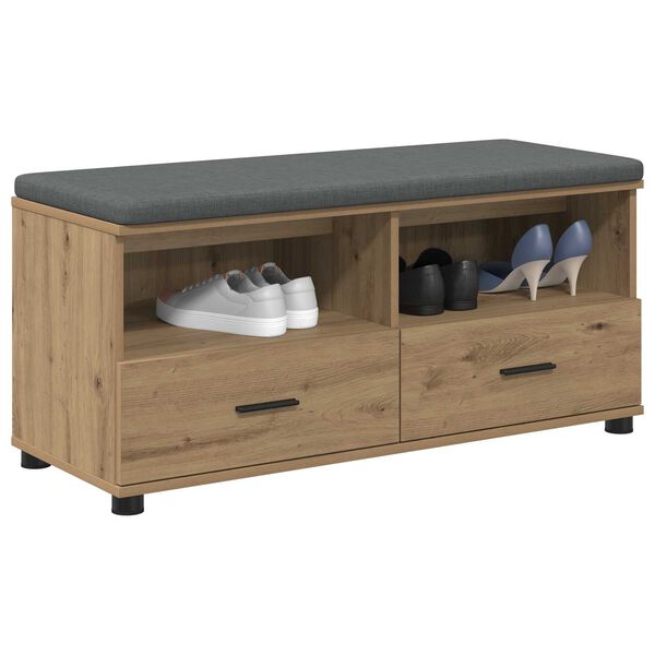 vidaXL Hallb&auml;nk Artisan Ek 100 x 38 x 46 cm Sp&aring;nskiva och kl&auml;dfabric