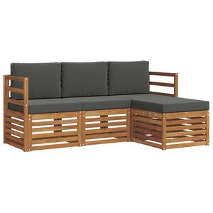 vidaXL Utomhussoffset med kudde 4 pcs Naturlig och Antracit