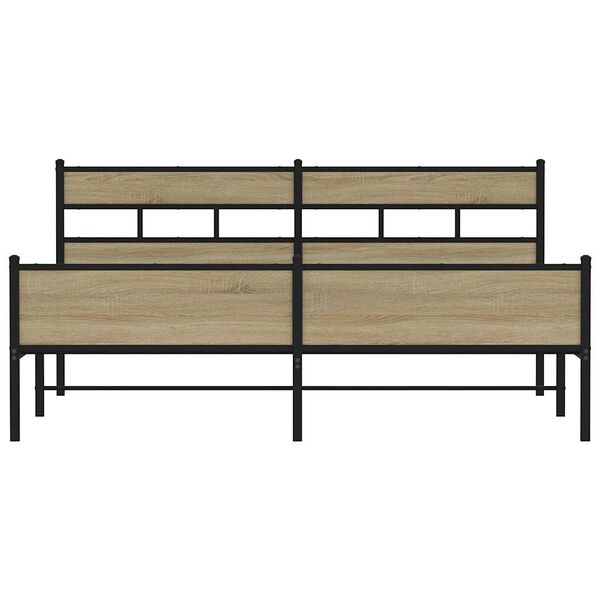 vidaXL S&auml;ngram utan madrass metall sonoma-ek 180x200 cm