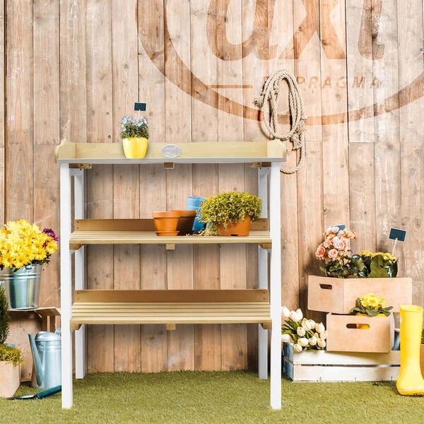 AXI Planteringsbord med 2 hyllor brun och vit