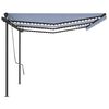 vidaXL Automatisk markis med vindsensor & LED 6x3,5 m blå och vit
