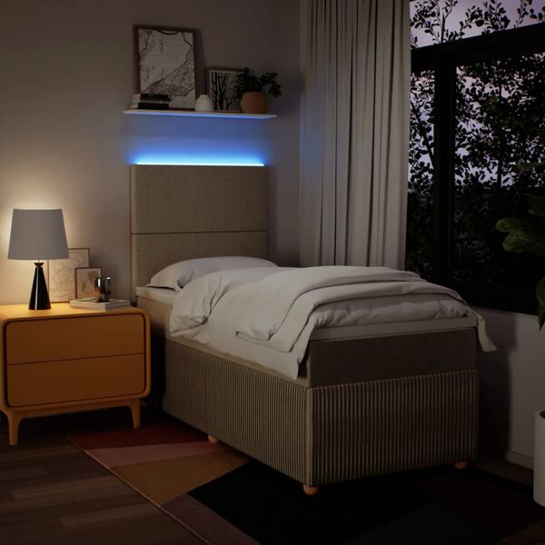 vidaXL Rams&auml;ng med madrass gr&auml;ddvit 90x190 cm tyg