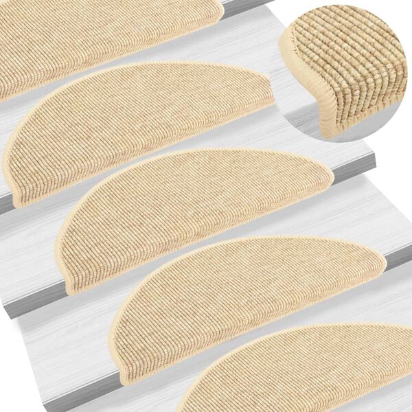 vidaXL Trappmattor 15 st 65x21x4 cm ljusbeige halvrunda stora