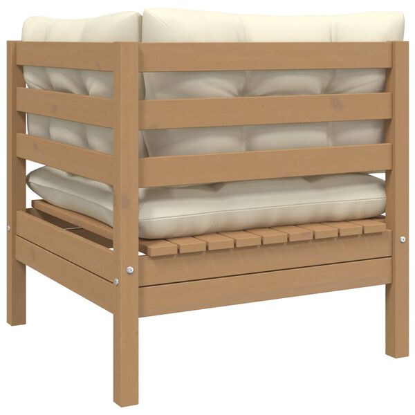 vidaXL Loungegrupp med gr&auml;ddvita dynor 3 delar massiv furu