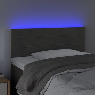 vidaXL Sänggavel LED mörkgrå 90x5x78/88 cm sammet