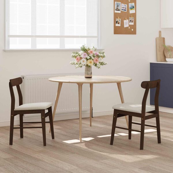 vidaXL Matstol 2 pcs Ljusbrun och ljus Massiv Gummitr&auml;