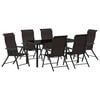 vidaXL Tr&auml;dg&aring;rdsm&ouml;belset 7 pcs Svart Kaffe Pulverlackerat st&aring;l