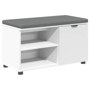 vidaXL Hallb&auml;nk med kudde Enf&auml;rgad Vit 80 x 38 x 46 cm