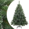 vidaXL Konstgjord Vikbar Julgran Sn&ouml; Flocked Gr&ouml;n 120 cm PVC, st&aring;l