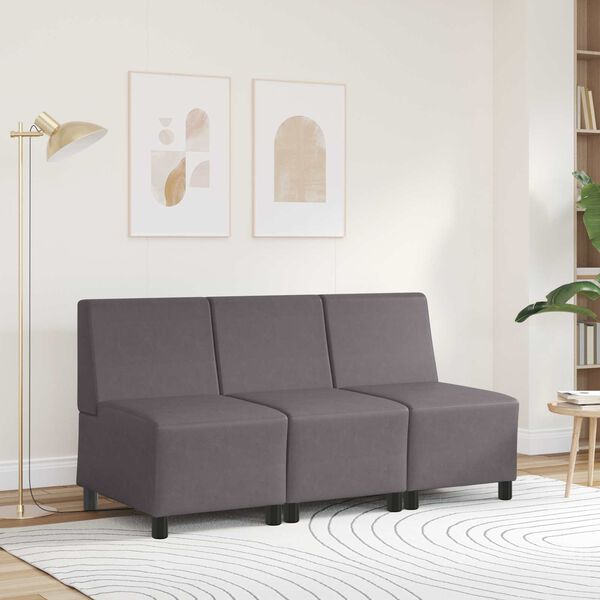 vidaXL | Modulsofa utan armst&ouml;d | Gr&aring; 55 x 74 x 82 cm Konstl&auml;der
