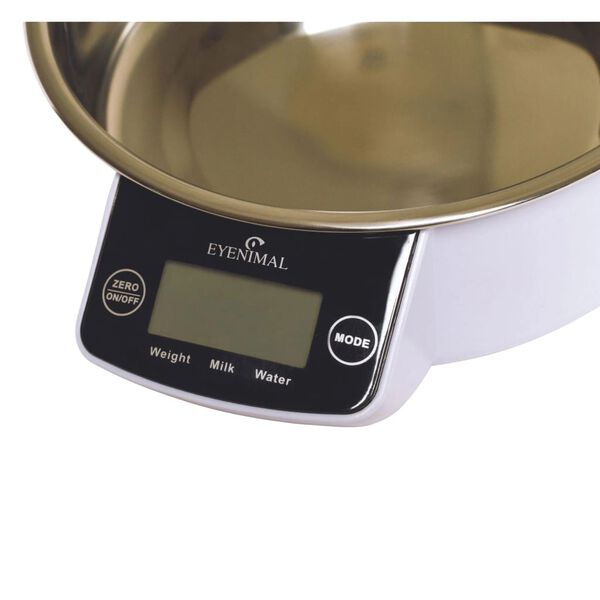 EYENIMAL Matsk&aring;l med inbyggd v&aring;g 1 L vit