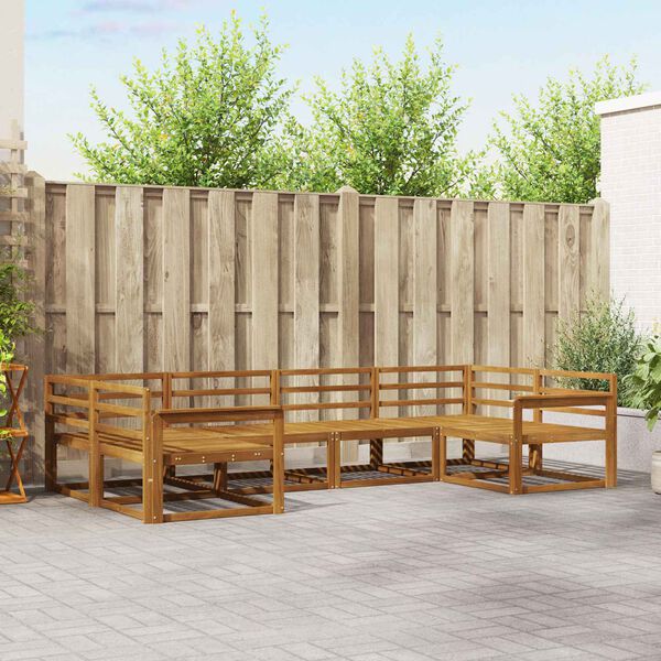 vidaXL Utomhussoffset 6 pcs Naturf&auml;rg Massivt Akaciatr&auml;