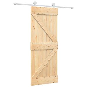 vidaXL Skjutd&ouml;rr Naturlig och vit 80 x 210 cm Massiv furu