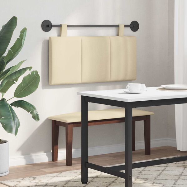 vidaXL H&auml;ngande Huvudgavel V&auml;ggmonterad Randig Kr&auml;m 90 x 55 x 5 cm tyg