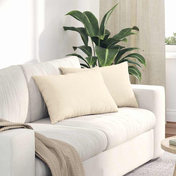 vidaXL Sofakuddar 2 pcs Kräm 60 x 40 cm Kordread tyg