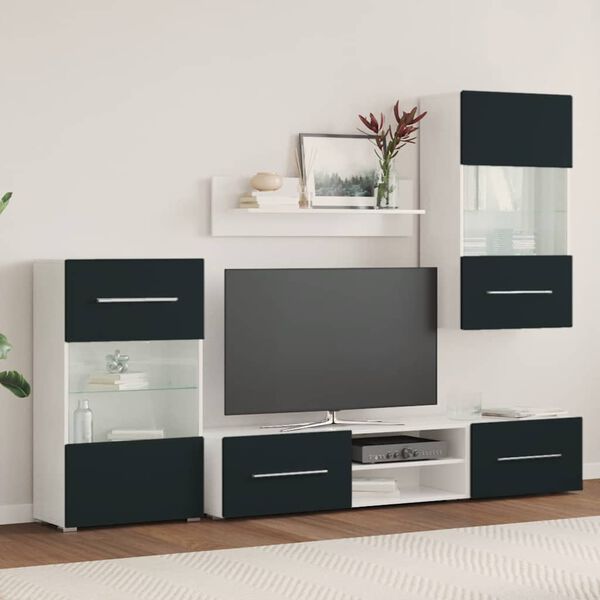 vidaXL TV-möbler 5 delar med LED-belysning matt indigo konstruerat trä