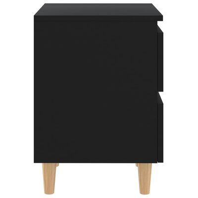vidaXL Sängbord med massiva furuben svart 40x35x50 cm