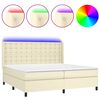 vidaXL Rams&auml;ng med madrass & LED gr&auml;ddvit 200x200 cm konstl&auml;der