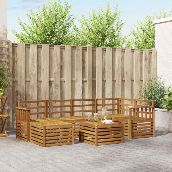 vidaXL Soffgrupper Naturf&auml;rg Massivt Akaciatr&auml;