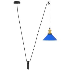 vidaXL Pendellampa h&ouml;jdjusterbar E27 glans m&ouml;rkbl&aring; &Oslash; 22 cm metall