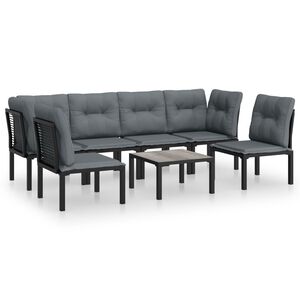 vidaXL Loungegrupp f&ouml;r tr&auml;dg&aring;rden 7 delar konstrotting gr&aring; och svart