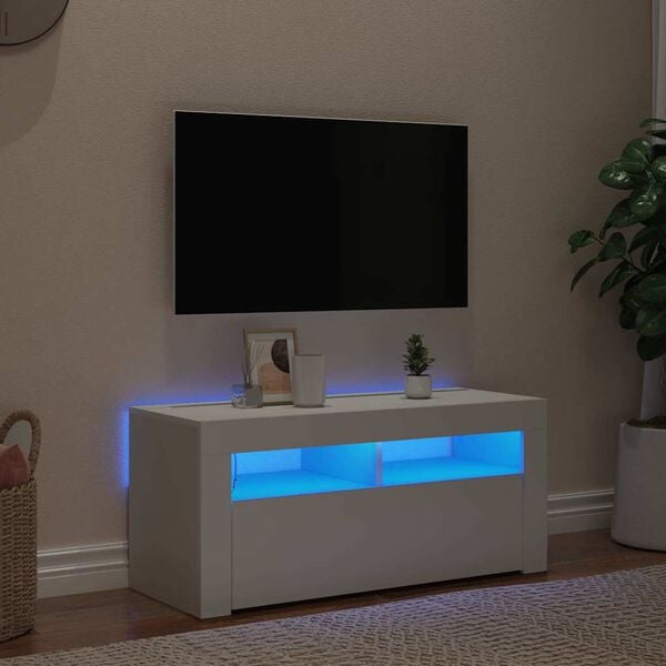 vidaXL TV-b&auml;nk med LED-belysning vit 90x35x40 cm