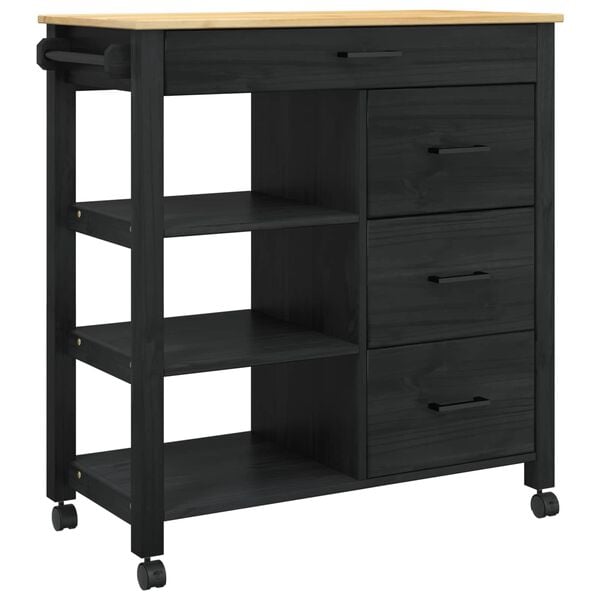 vidaXL Köksvagn Svart