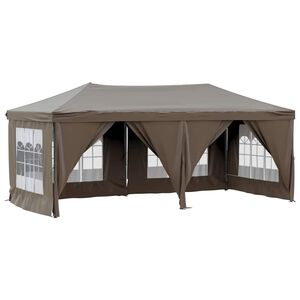 vidaXL Hopf&auml;llbart partyt&auml;lt med sidov&auml;ggar taupe 3x6 m